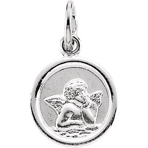 Sterling Silver 12 MM Round Angel Medal