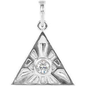 14K White 1/10 CTW Diamond Eye of Providence Pendant