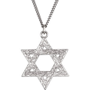 Sterling Silver  20x18 MM Star of David 18" Necklace