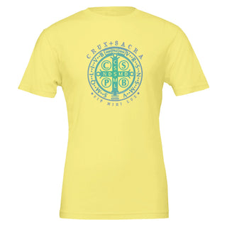 St. Benedict Medal Teal Gradient T-Shirt