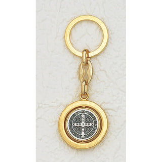 6-Pack - 1-1/4" St Benedict Revolving Key Ring - GOLD Units