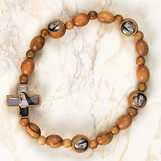6-pack - St. Rita - Italian Olive Wood Stretch Bracelets