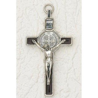 6-pack - Saint Benedict Brown Enamel Crucifix - BULK