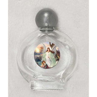 12-Pack - Glass Holy Water Bottle with Image of Guardian Angel