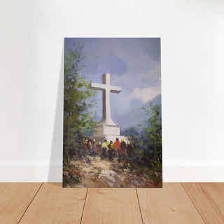 Hilltop Cross with Pilgrims Canvas Print - view 7