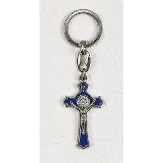 6-pack - Blue Enamel Saint Benedict Cross Key Chain