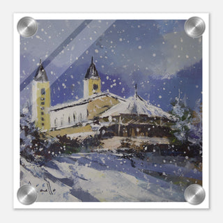 Medjugorje Church in Snow Acrylic Wall Plaque - view 5