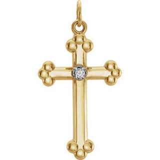 14K Gold & White .02 CTW Diamond Cross Pendant