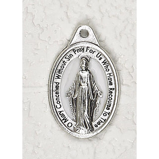 Miraculous Double Sided Silver tone Medal with White Enamel - Bulk