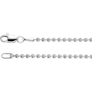18-inch Bead Chain with Lobster Clasp - 14K White Gold