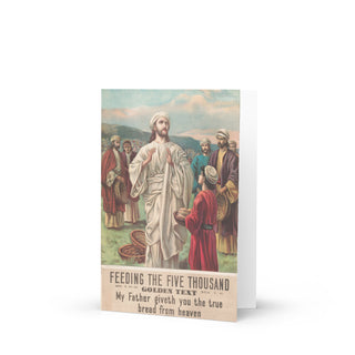 Thanksgiving Card - Feeding the Five Thousand, Bread from Heaven Vintage Lithograph: front