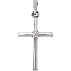 Sterling Silver 22.65x11.4 MM .015 CTW Diamond Cross Pendant