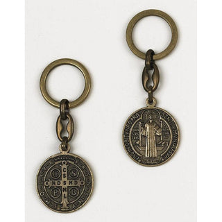 6-pack - Saint Benedict Brass Tone Token Keychain