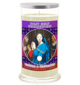 First Communion Scented Prayer Candle - Mary Adoring the Eucharist