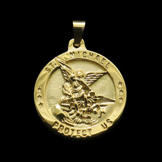 Gold Stainless Steel Saint Michael the Archangel Medal for Men