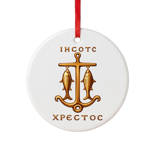 Anchor and Fish Ceramic Ornament