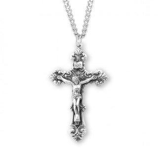 1.7-inch Sterling Silver Filigree Crucifix | 24-inch Chain