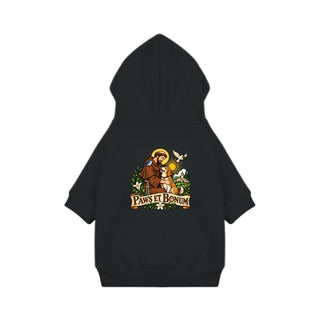 Paws et Bonum Dog Hoodie - St. Francis with Dog - Black