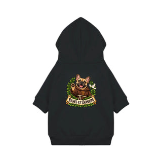 Paws et Bonum Dog Hoodie - French Bulldog Friar - Black