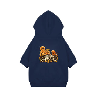 Lead Us Not Into Squirrels Dog Hoodie - Navy