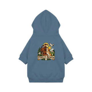 Paws et Bonum Dog Hoodie - St. Francis with Dog - Saltwater