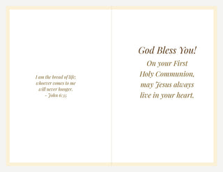 Set of 10 First Communion Cards - The Last Communion of St. Francis by Rubens: inside of the card with printed greeting