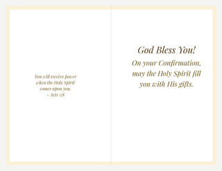 Set of 10 Confirmation Cards - St. Joan of Arc: inside of the card with printed greeting