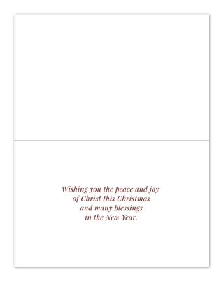 Rest on the Flight into Egypt by Rubens (Woodcut) Christmas Cards, Set of 10: inside of the card with printed Christmas greeting