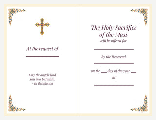 Set of 10 Mass Cards - The Dream of St. Joseph: inside of the card with Mass offering wording