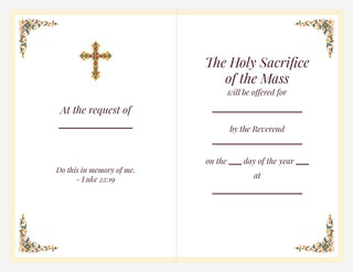Set of 10 Mass Cards - The Lamentation by Botticelli: inside of the card with Mass offering wording