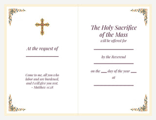 Set of 10 Mass Cards - The Sacred Heart of Jesus: inside of the card with Mass offering wording