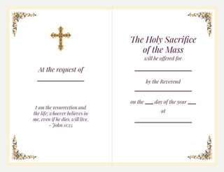 Set of 10 Mass Cards - The Resurrection of Christ by Rubens: inside of the card with Mass offering wording