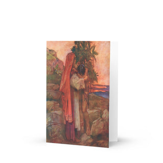 Anniversary Card - Jacob Meets Rachel Vintage Bible Print: front