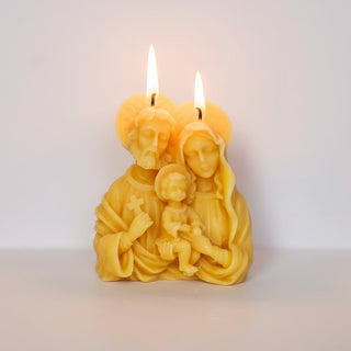 Large Holy Family Pure Beeswax Candle