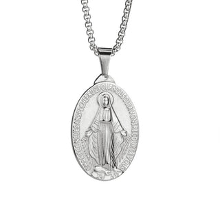 Stainless Steel Miraculous Medal Necklace - Large