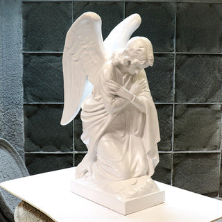 Kneeling Angel Arms Crossed Statue - 28-inch