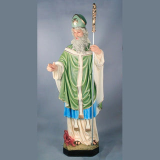 Saint Patrick w/Staff Realisti Statue - 72-inch - Realistic Color - Hand-Painted