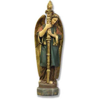 Majestic Angel Guard Statue - 27-inch - Realistic Color - Hand-Painted