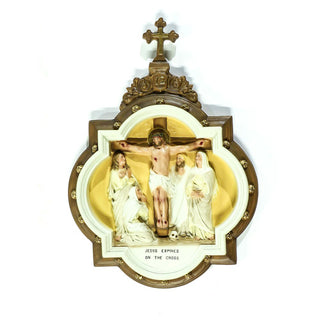 Chapel Wall Plaque Station #12 Statue - 19-inch - Realistic Color - Hand-Painted