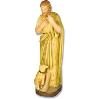 Shepherd with Dog 41 H Nativit Statue - 41-inch - Realistic Color - Hand-Painted