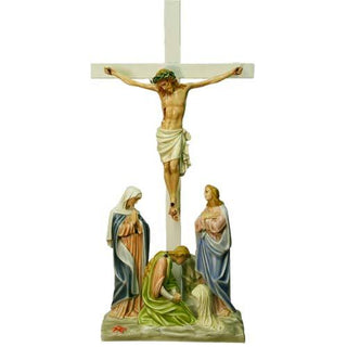 (Med.) Jesus Is Crucified w/cr Statue - 50-inch - Realistic Color - Hand-Painted
