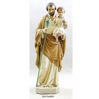 Saint Joseph with Child & Lily Statue - 65-inch - Realistic Color - Hand-Painted