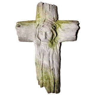 Christ's Face on Wooden Cross Statue - 16-inch