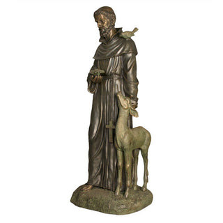 St. Francis petting Deer Statue - 37-inch