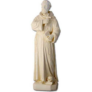 Saint Francis Holding Cross Statue - 38-inch - Realistic Color - Hand-Painted