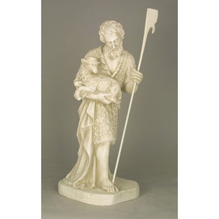 Shepherd Stndg Holding Sheep Statue - 23-inch - Realistic Color - Hand-Painted