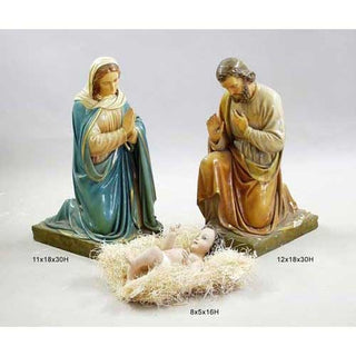 Jesus Mary And Joseph Statue - 30-inch - Realistic Color - Hand-Painted