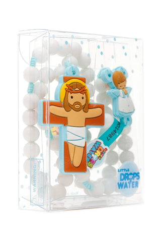 Guardian Angel Catholic Rosary Boys | Blue Prayer Beads | Little Drops of Water