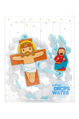 Sacred Heart Catholic Rosary Boys | Blue Prayer Beads | Little Drops of Water