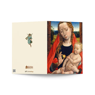 Mother's Day Card - Madonna and Child with an Apple by Memling: outside